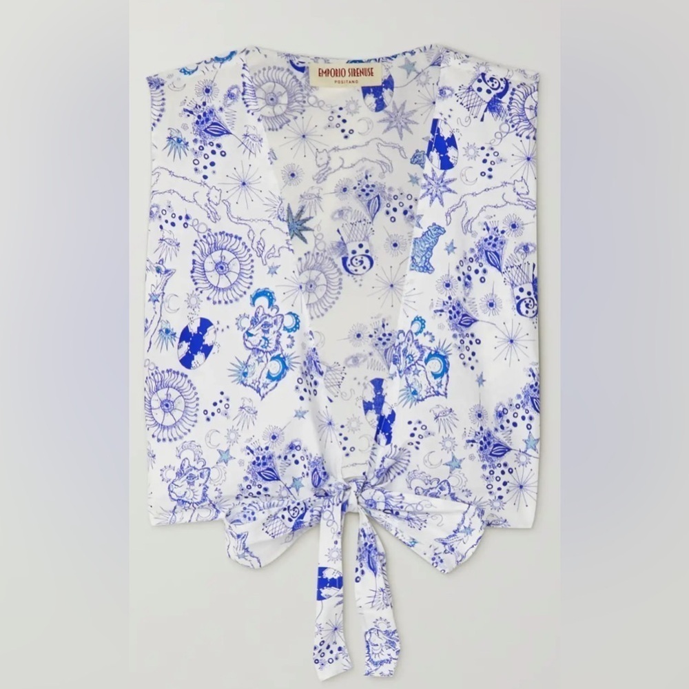 NWT Emporio Sirenuse Sonia Top in Blue Magic Mushroom IT 42 - Picture 6 of 6